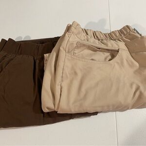 2 Pairs Women’s Plus Size 4X Scrub Pants Chocolate and Khaki #2042